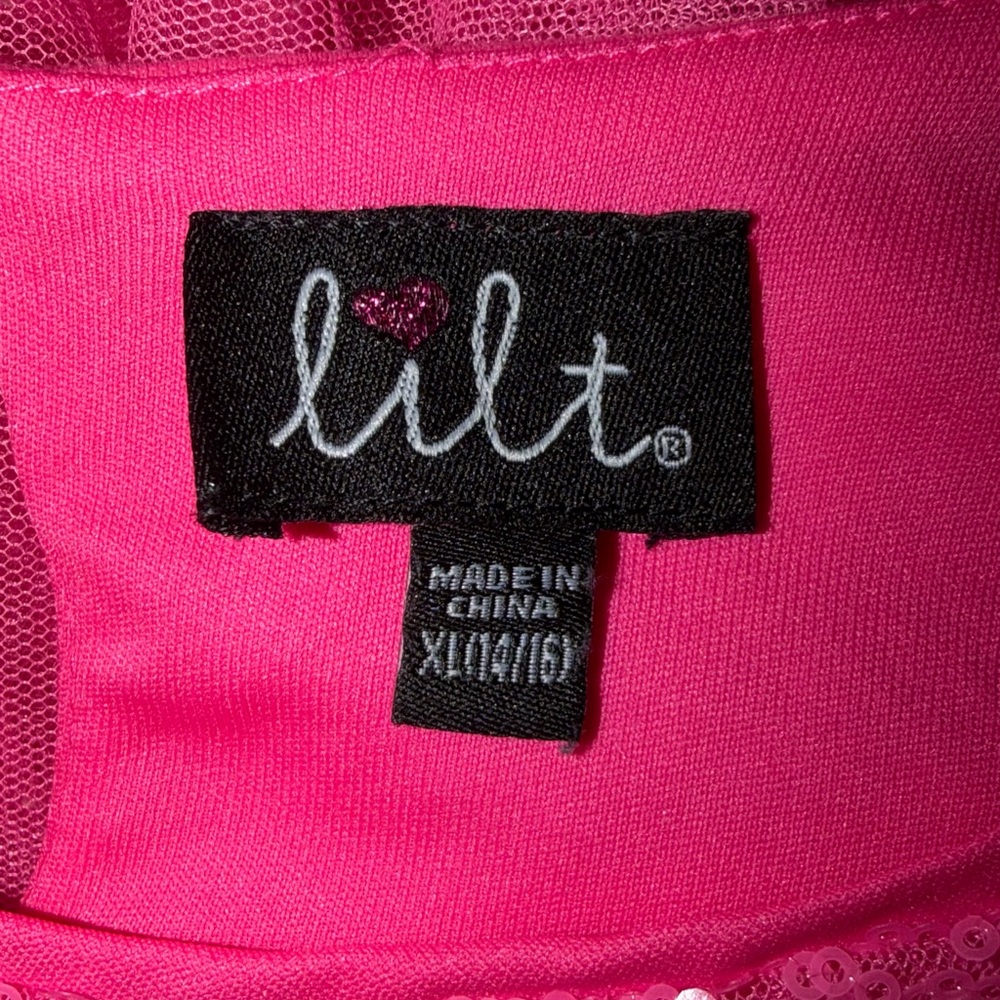 Lilt Hot Pink Sequin Bodice Tulle overlay Dress Sz xl 14/16 - Picture 3 of 6